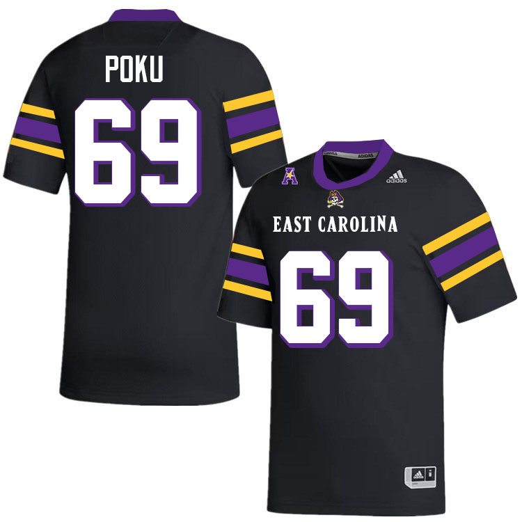 #69 Emmanuel Poku East Carolina Pirates College Football Jersey Stitched-Black